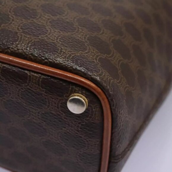 CELINE Macadam Canvas Shoulder Bag PVC Leather Brown Gold Auth EC156 - Picture 5 of 16